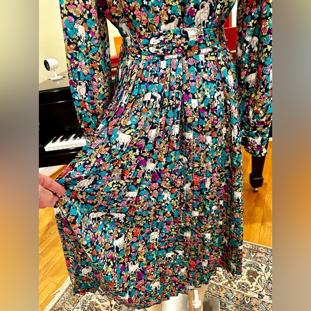 NWT Spring Summer Minimalist Retro J. Crew Animal Floral Print Dress - Picture 13 of 17
